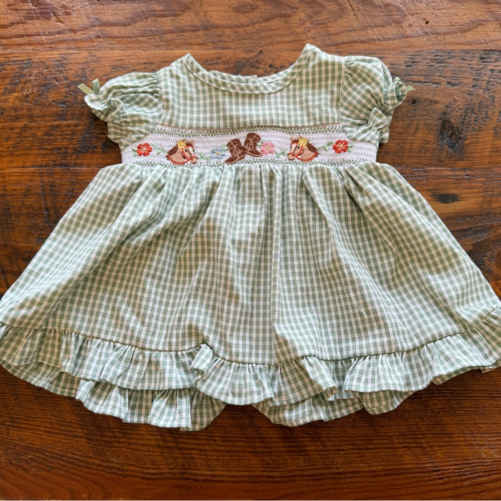 Smocked infant horse dress